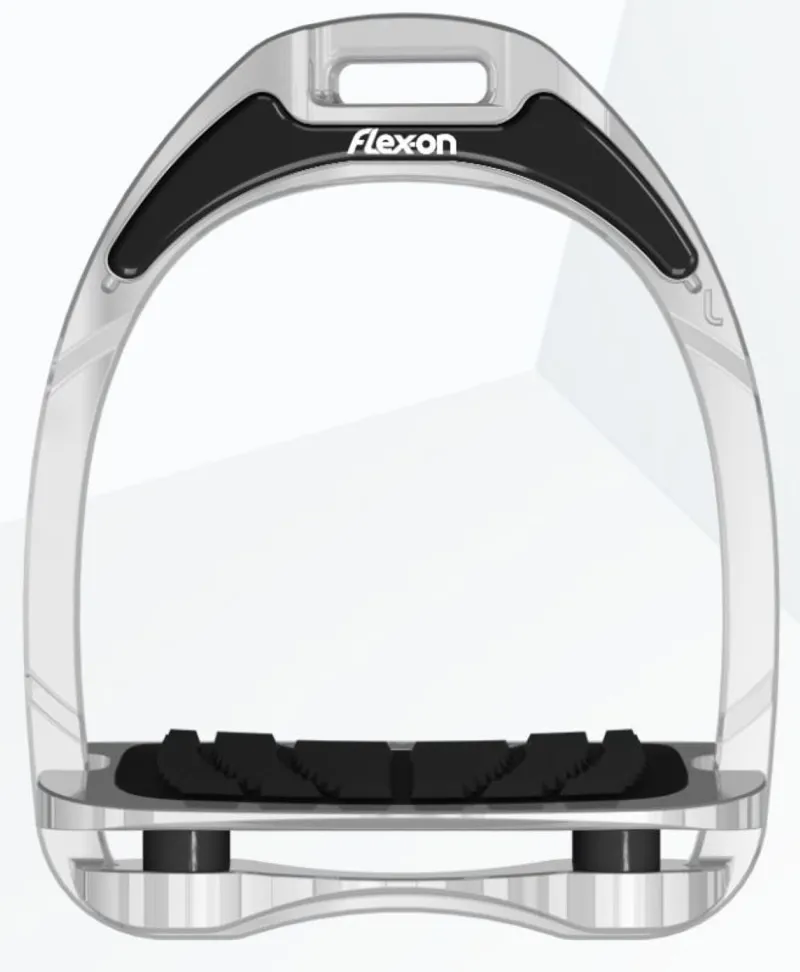 Flex On Aluminum Stirrups Silver Inclined Grip Black Elastomers